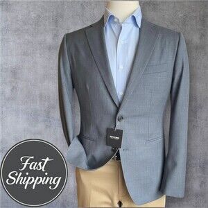 $429 INDOCHINO Mens 42R Gray Wool Blazer Sport Coat Two Button Suit Jacket